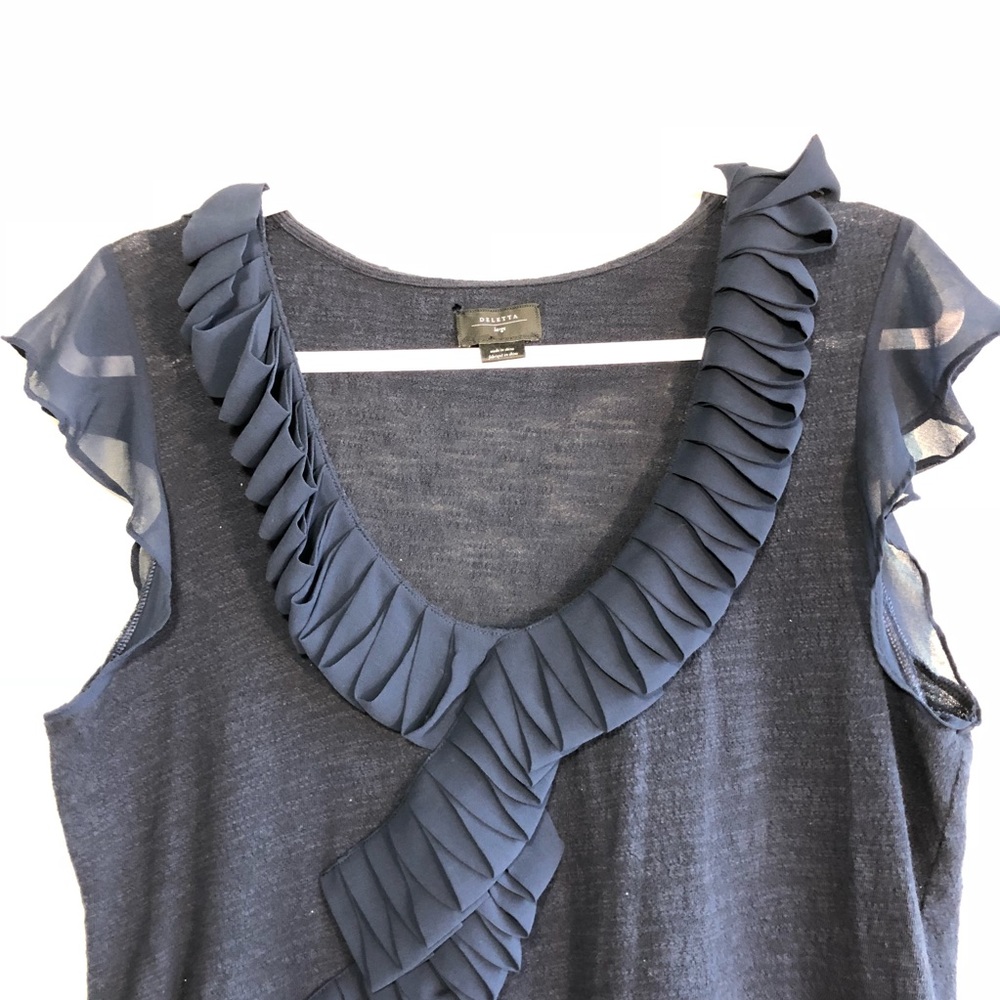 Anthropologie | Deletta | ruffle | short sleeve L - Picture 2 of 5